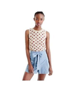J.Crew Sequin Polka Dot Sweater Top Beige W/ Rust Sequins